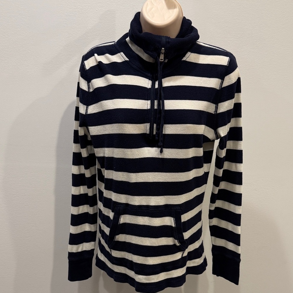 Lauren Ralph Lauren Vintage Striped 1/4 Zip Top Women Size L